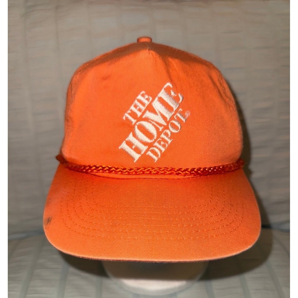 Vintage 80's The Home Depot Orange Graphic Trucker Rope Snapback Hat